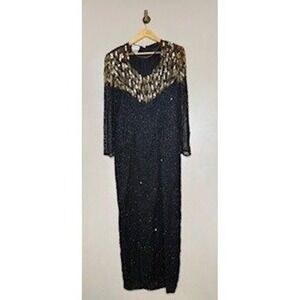 stenay evening dress Vintage Stenay Beaded Silk Mini Dress, Royal Blue Silver, Size 10